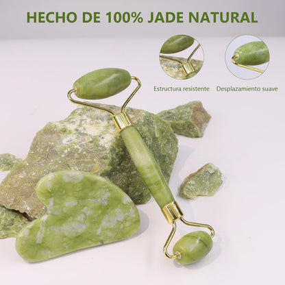 Rodillo de Piedra de Jade para Masaje Facial / Edición Limitada LIONA